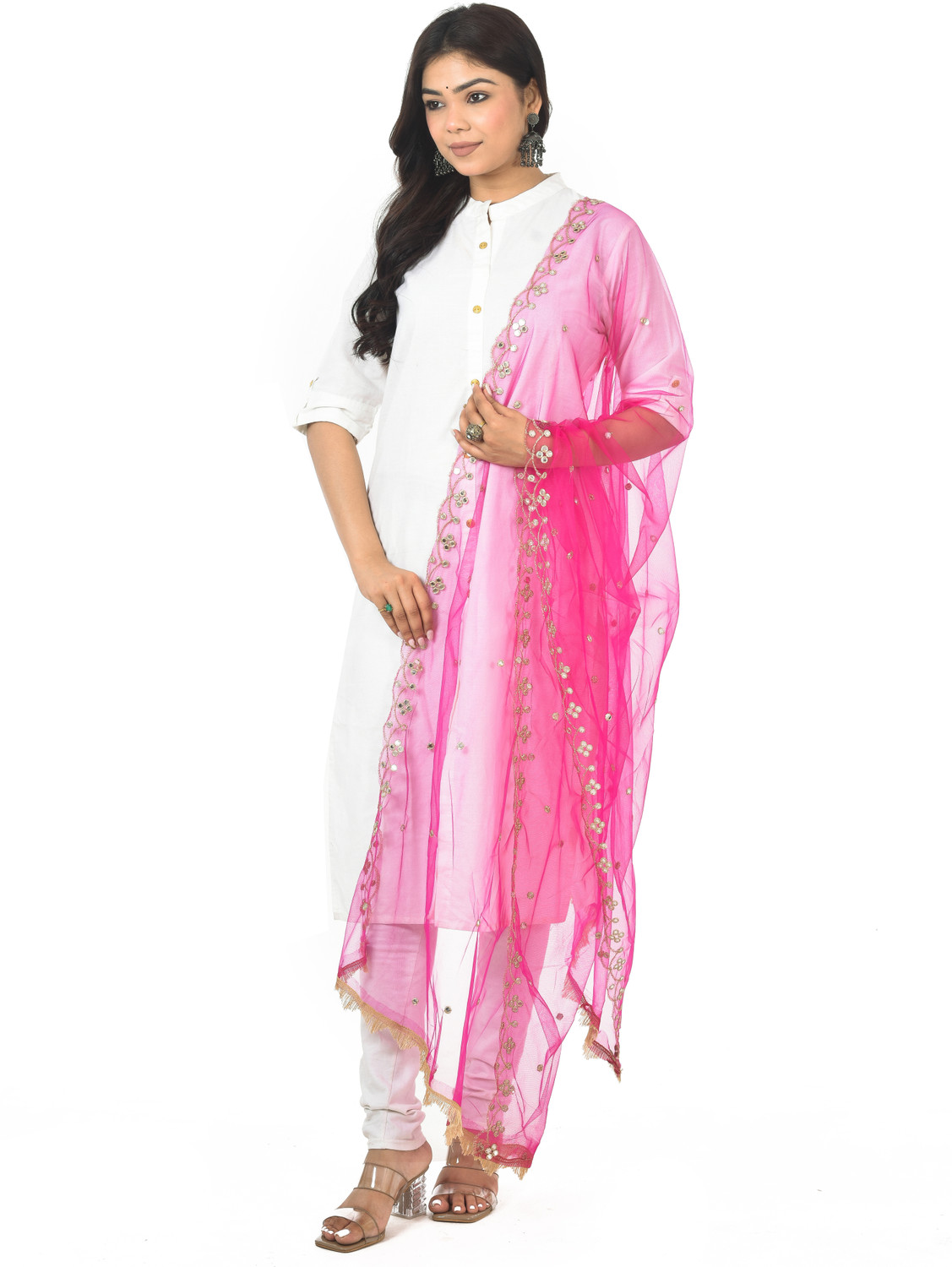 Image of YOUTHQUAKE Net Embellished Women Dupatta
