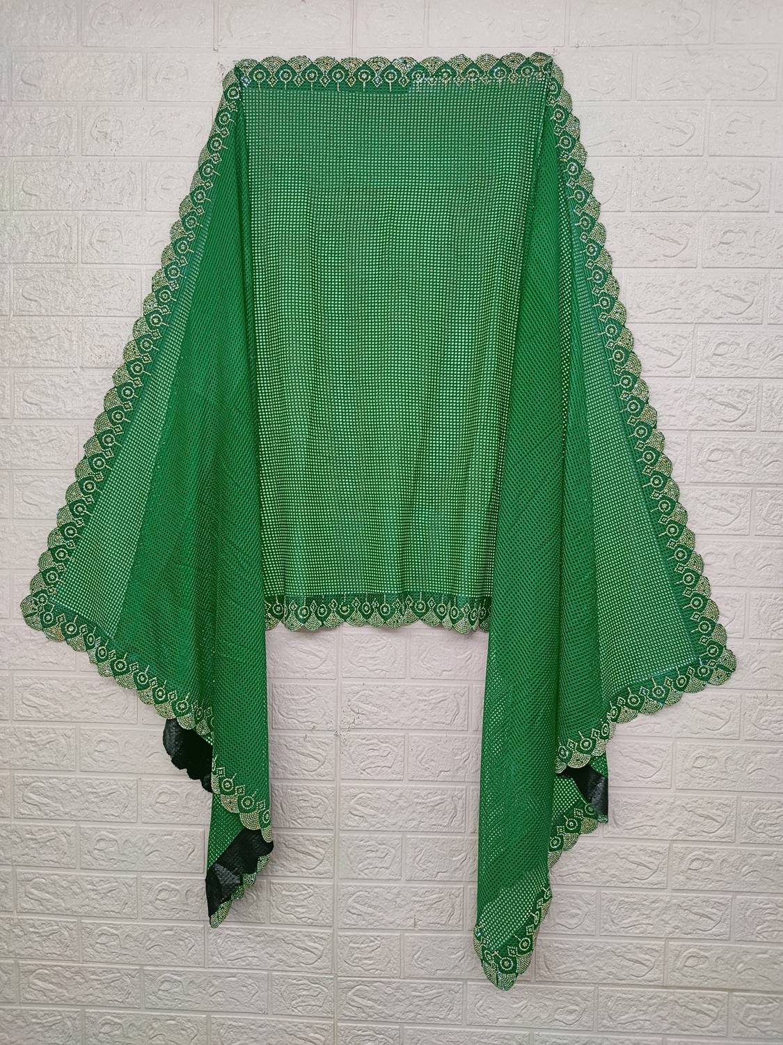 JABROO Net Checkered Green Women Dupatta