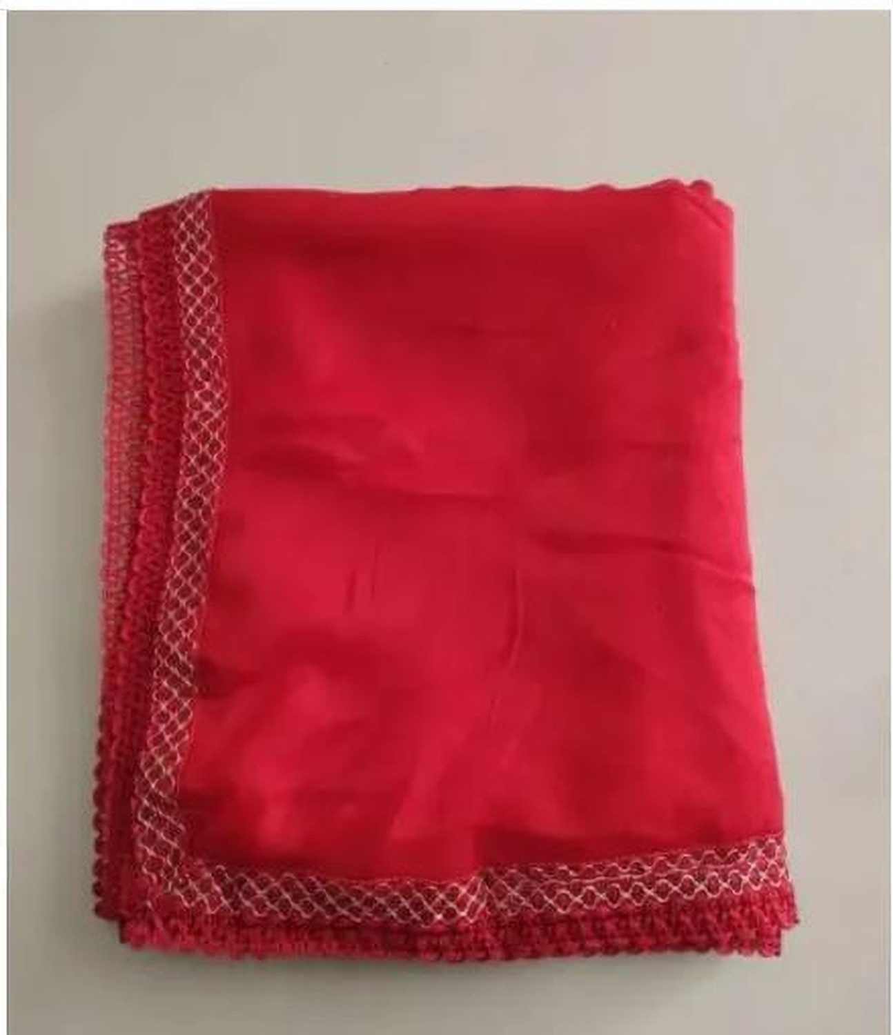 Image of Marudhara Fashion Chiffon Self Design Red, White Women Dupatta