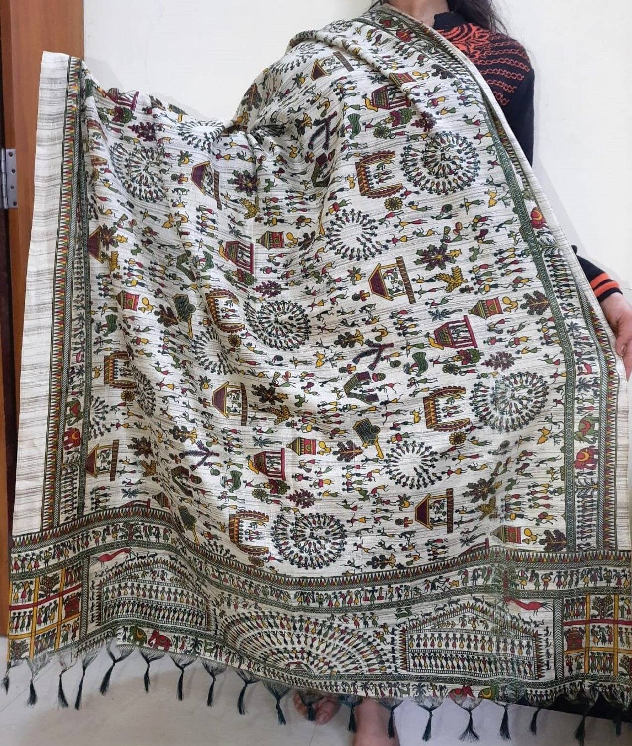 Silkylife Silk Blend Green Dupatta - Image 2