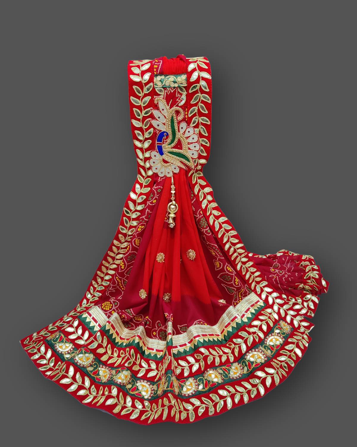 Ranisatiya Creation Poly Georgette Embroidered Red, Orange Women