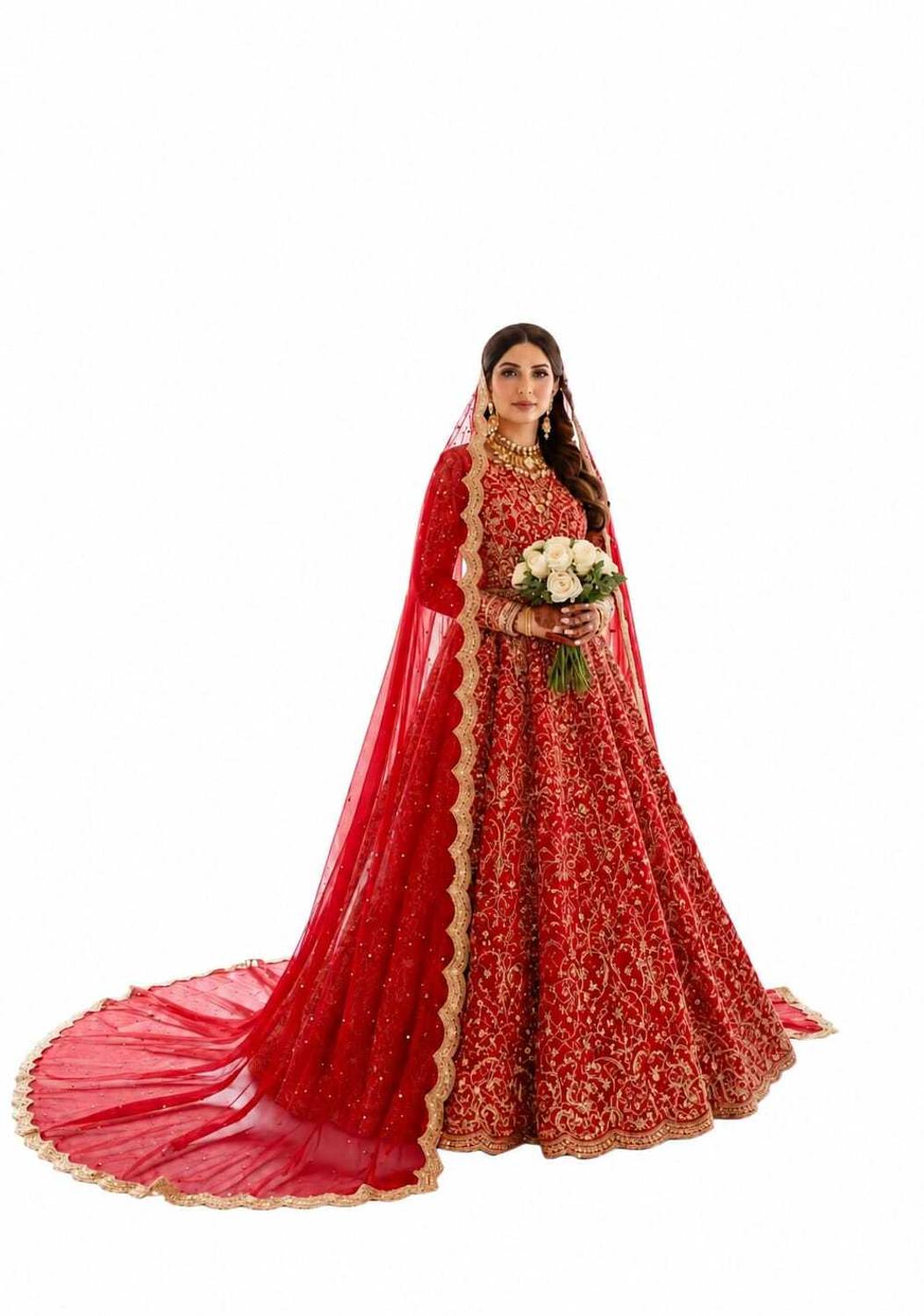 theframenetwork Net Self Design Red Women Dupatta