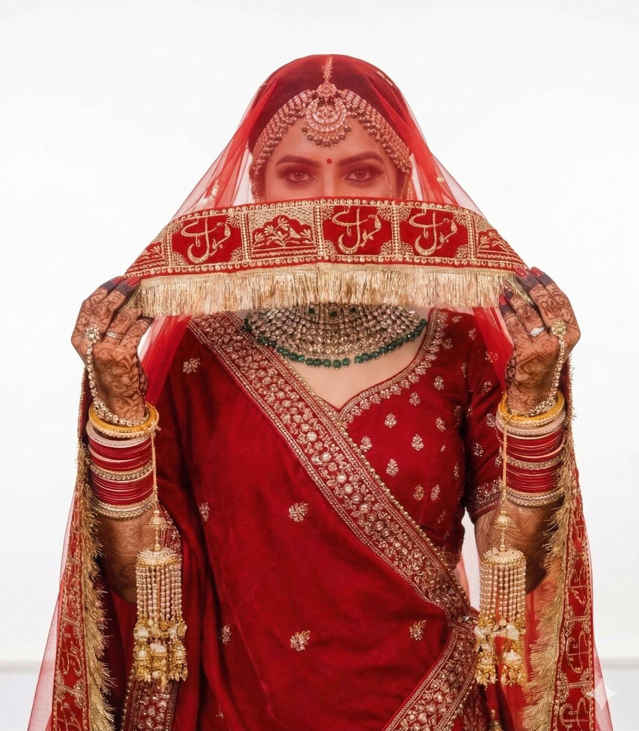 TheFarmeNetwork Net Embroidered Red Women Dupatta