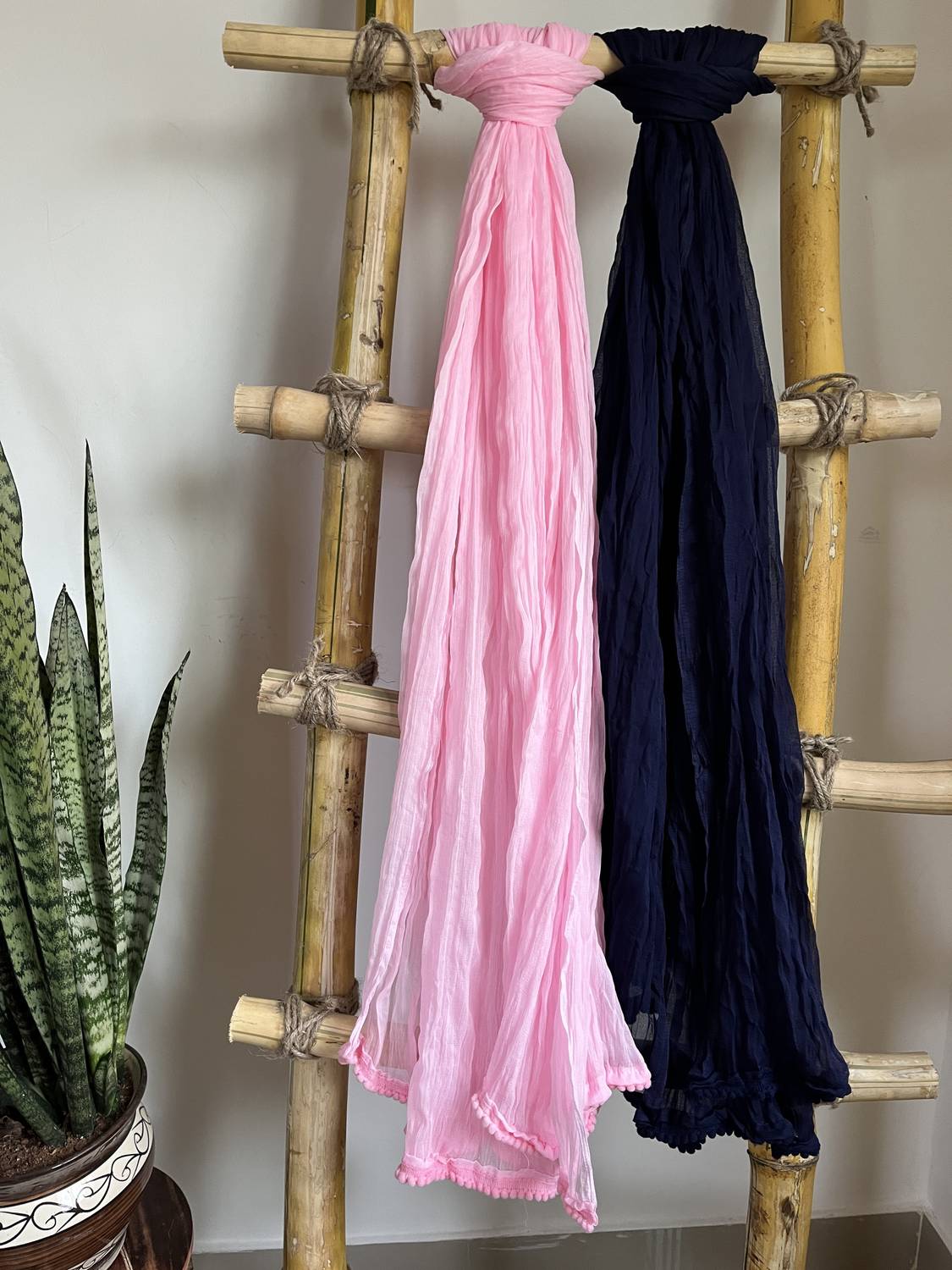 Hella Fashions Chiffon Solid Dark Blue, Pink Women Dupatta