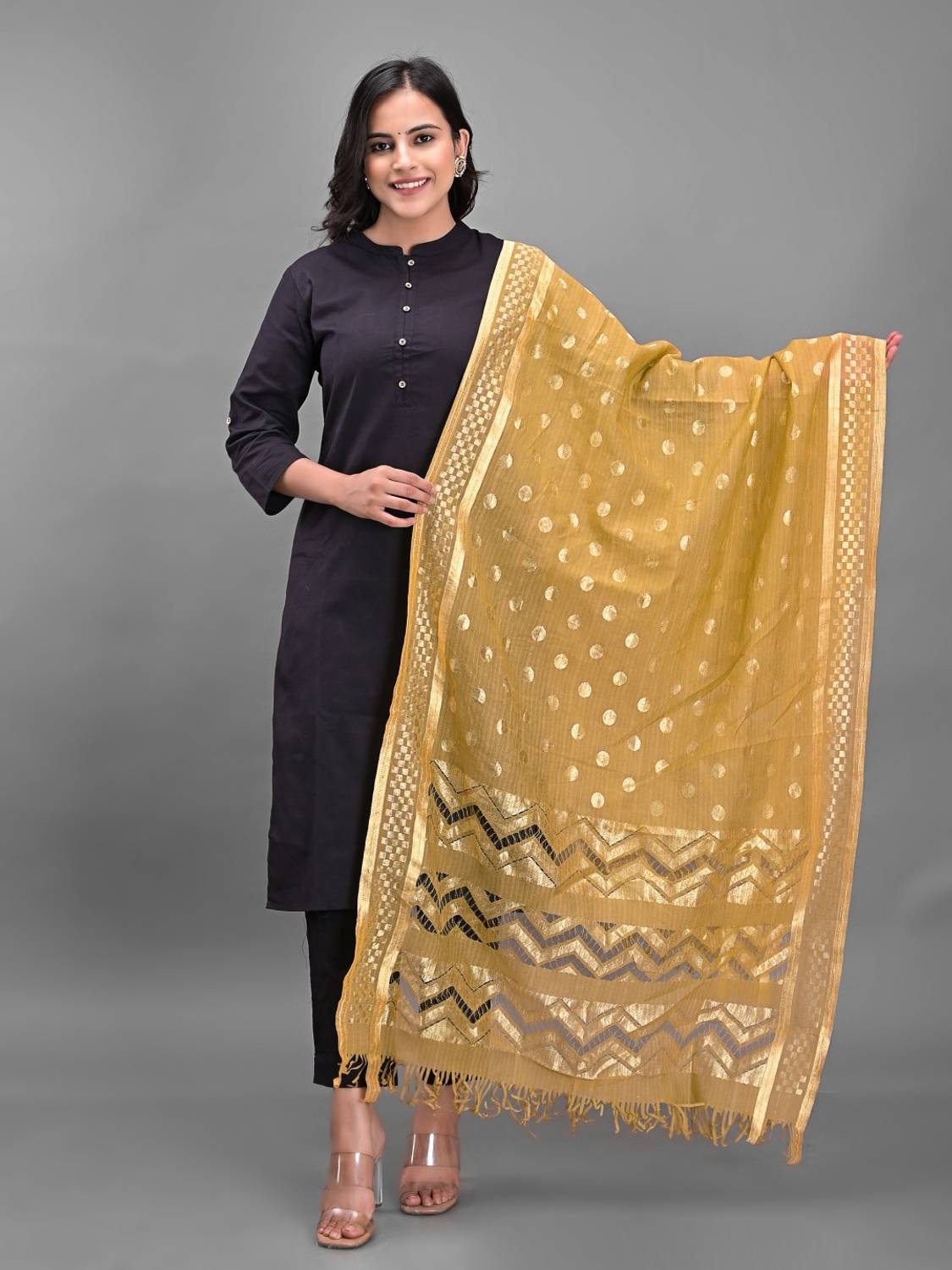 Apratim Silk Blend Polka Print Women Dupatta