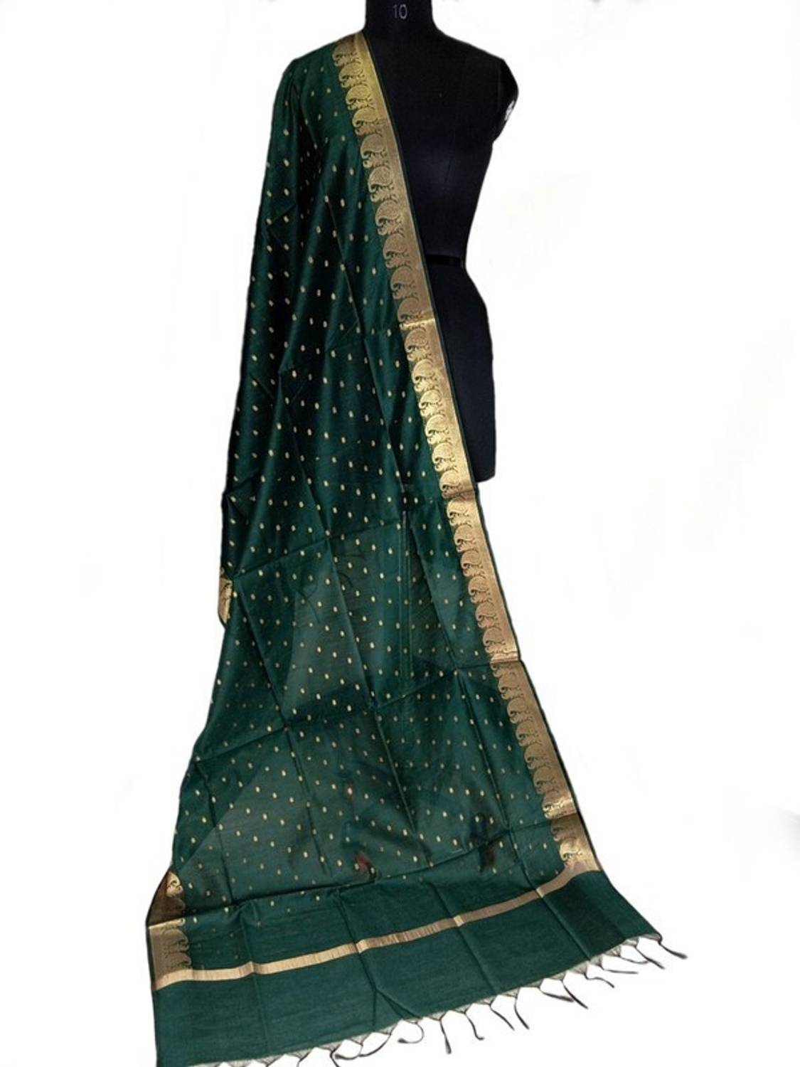 The SDF India Art Silk Woven Dark Green Women Dupatta