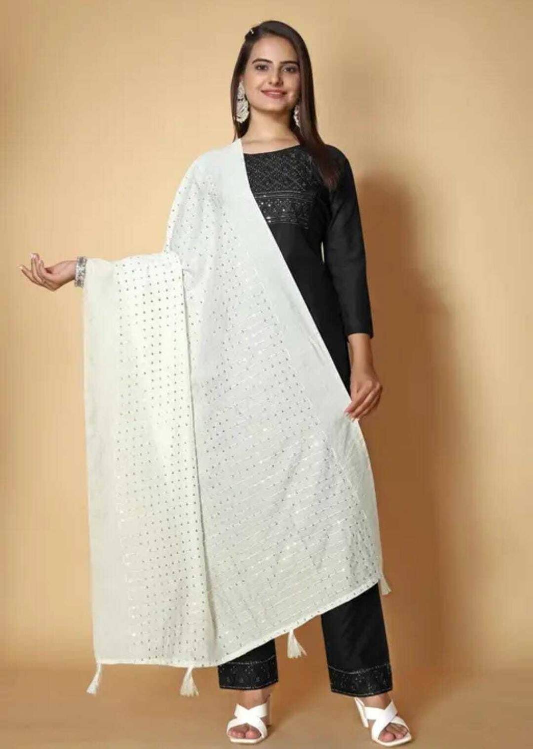 Chiffon Poly Chanderi Embellished Women Dupatta