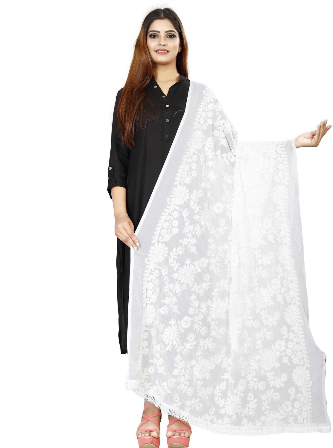 Image of Avni N Anvi Chiffon Embroidered Women Dupatta