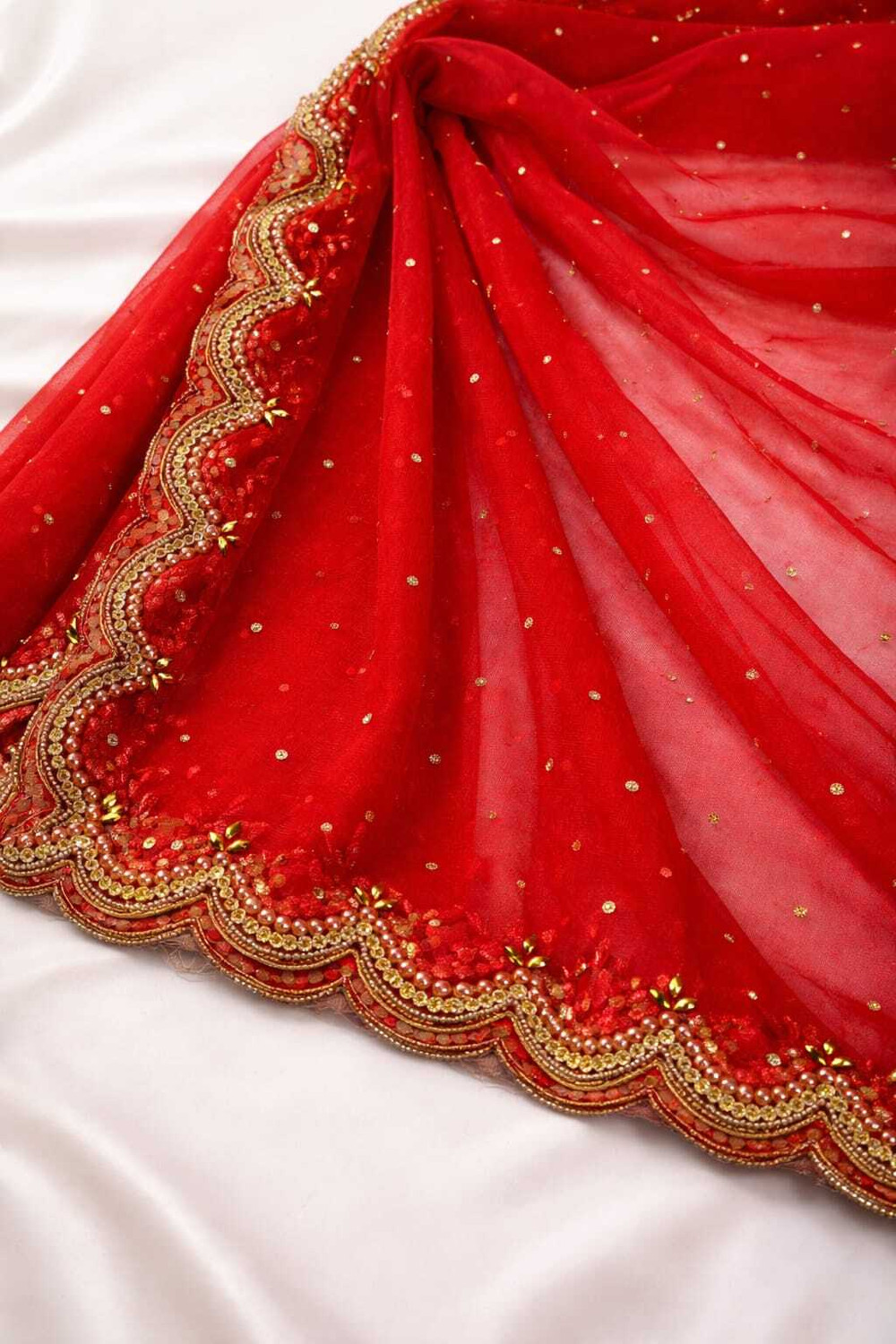 Image of SAHINADUPATTA Net Striped Women Dupatta