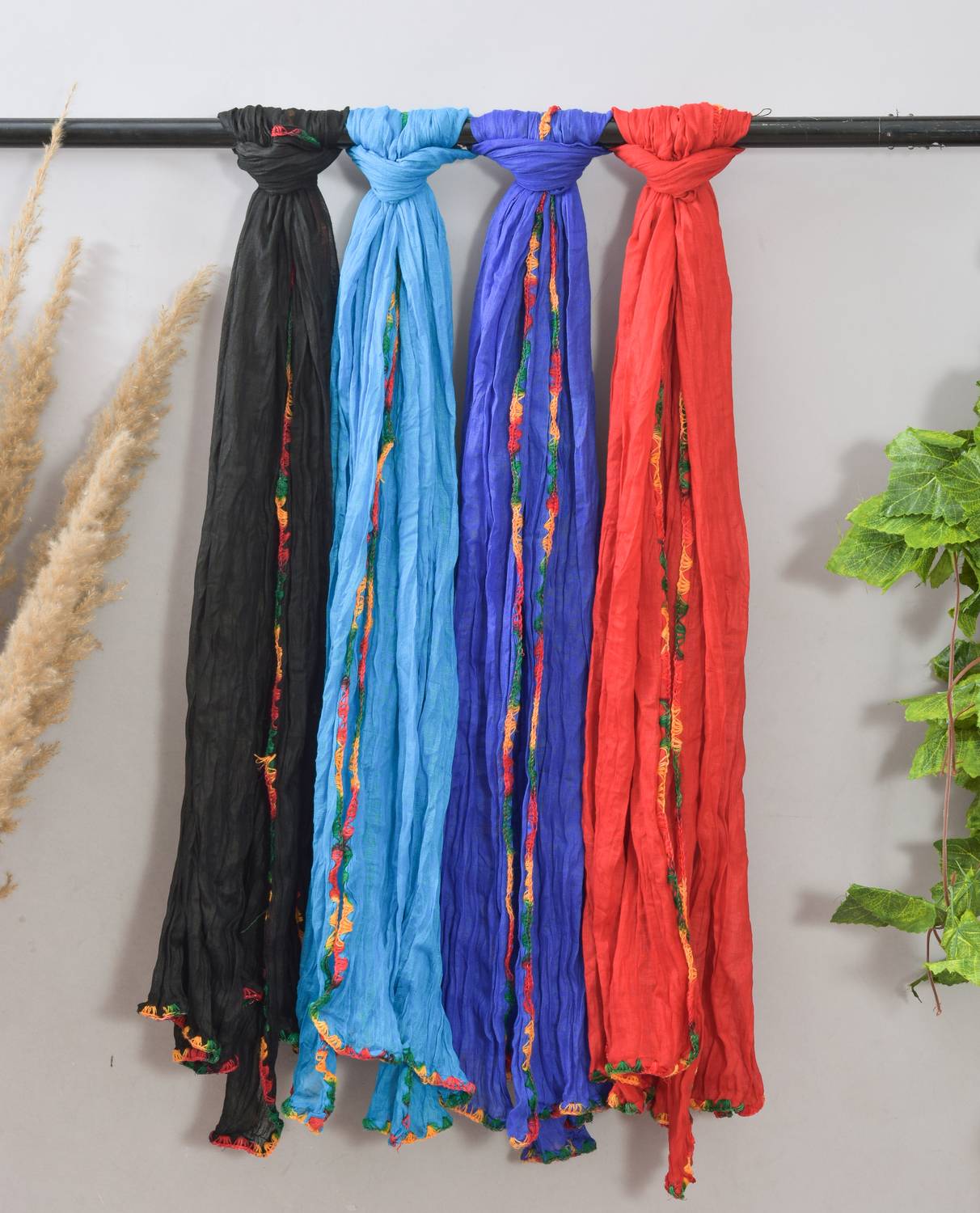 Nakoda Creation Pure Cotton Solid Multicolor Women Dupatta