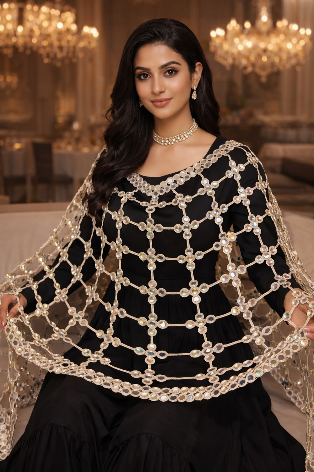 Image of SOMVATI Net Embroidered Women Dupatta