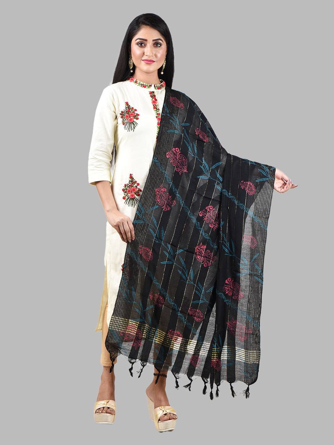 ALFARIYA Organza Striped Women Dupatta
