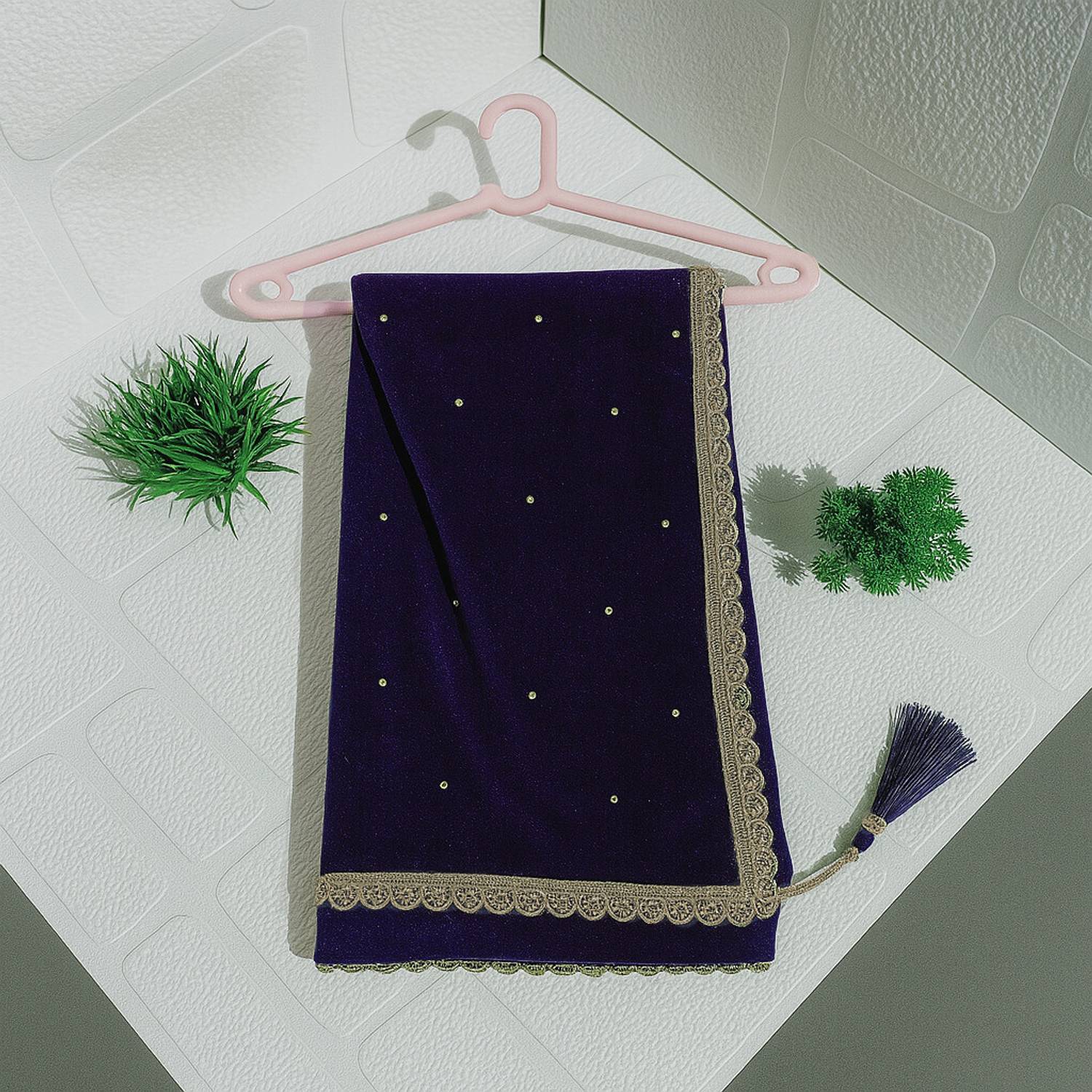 Nayerang Art Silk Embroidered Dark Blue Women Dupatta