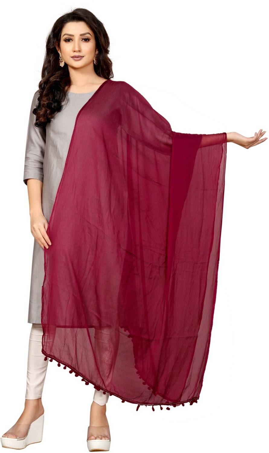 Apnisha Chiffon Solid Women Dupatta