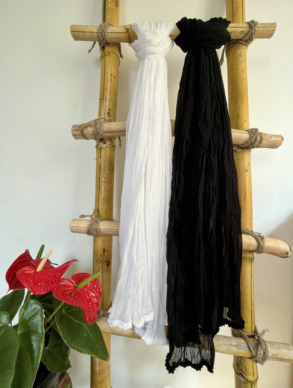 Hella Fashions Chiffon Solid White, Black Women Dupatta