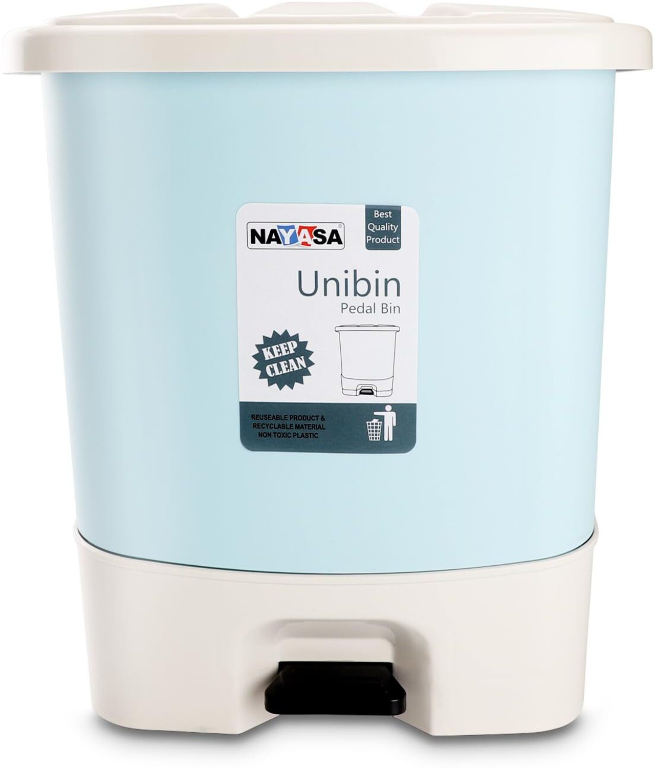 Image of NAYASA Plastic Unibin Square | 20 Ltrs | Pedal Dustbin | With Lid and Detachable Bin Plastic Dustbin