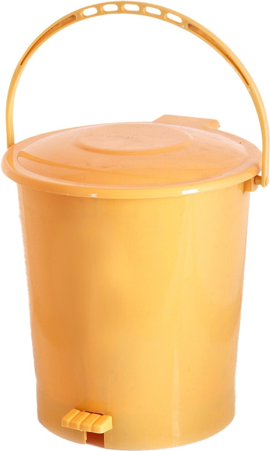 Image of KUBER INDUSTRIES Plastic Pedal Dustbin /Wastebin With Handle, 10 Liter (Yellow) Plastic Dustbin