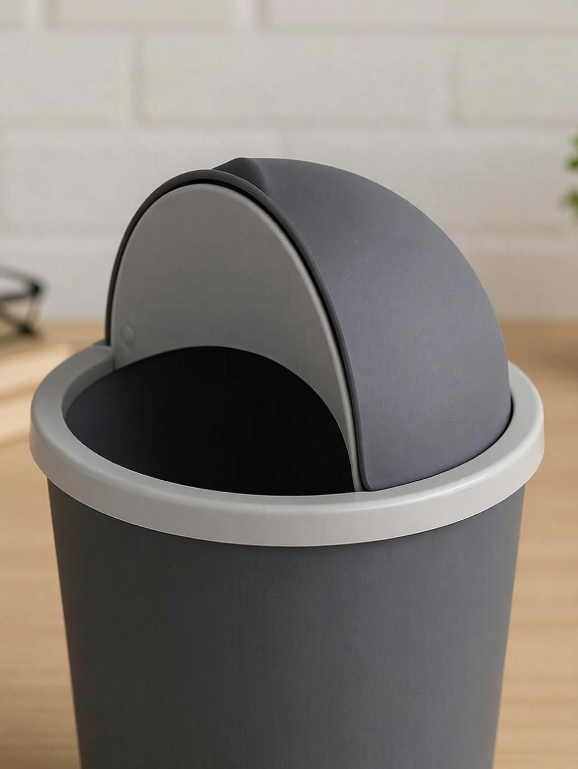 Image of HOMESTIC by Kuber Industries Table Dustbin|Plastic Swinging Lid Waste Storage Garbage Bin (Gray) Plastic Dustbin