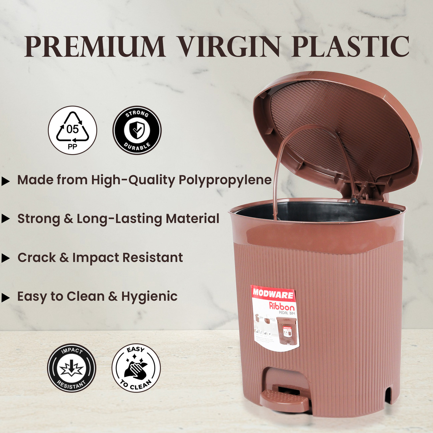 Image of MODWARE Premium Plastic Removable Bucket Pedal Dustbin For Kitchen, Office, College PP (Polypropylene) Dustbin
