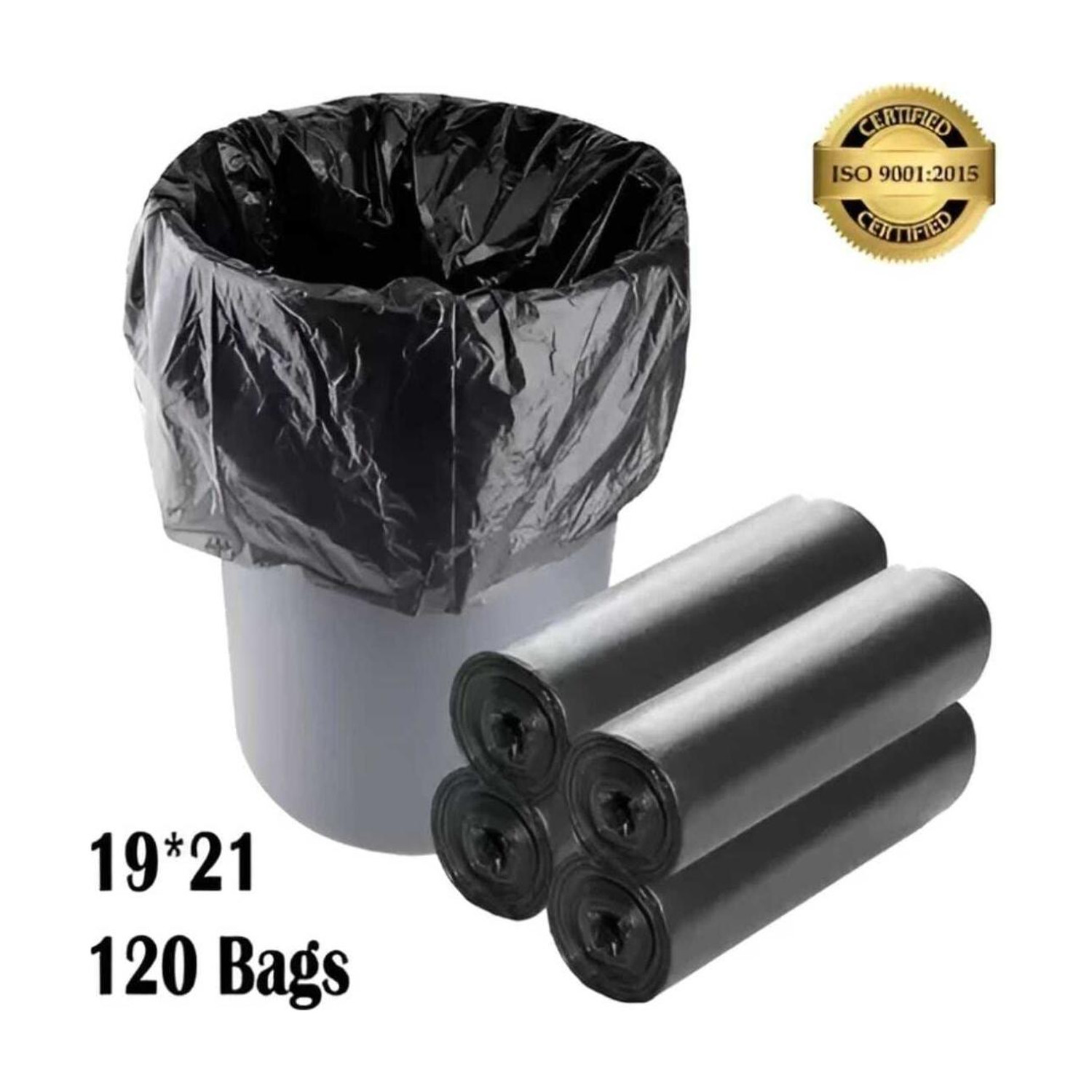 Image of SEVENTEENSTITCH Biodegradable on Roll 19 x 21 BLACK - 30 Pcs x 3 Medium 15 L Garbage Bag Pack Of 90