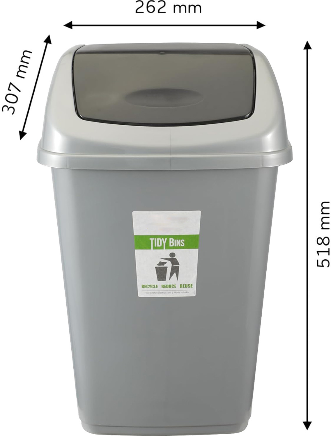 Image of N H Enterprise Swing Lid Garbage Waste Dustbin | Swing Lid Dustbin with Removable Lid | 25Ltr Plastic Dustbin