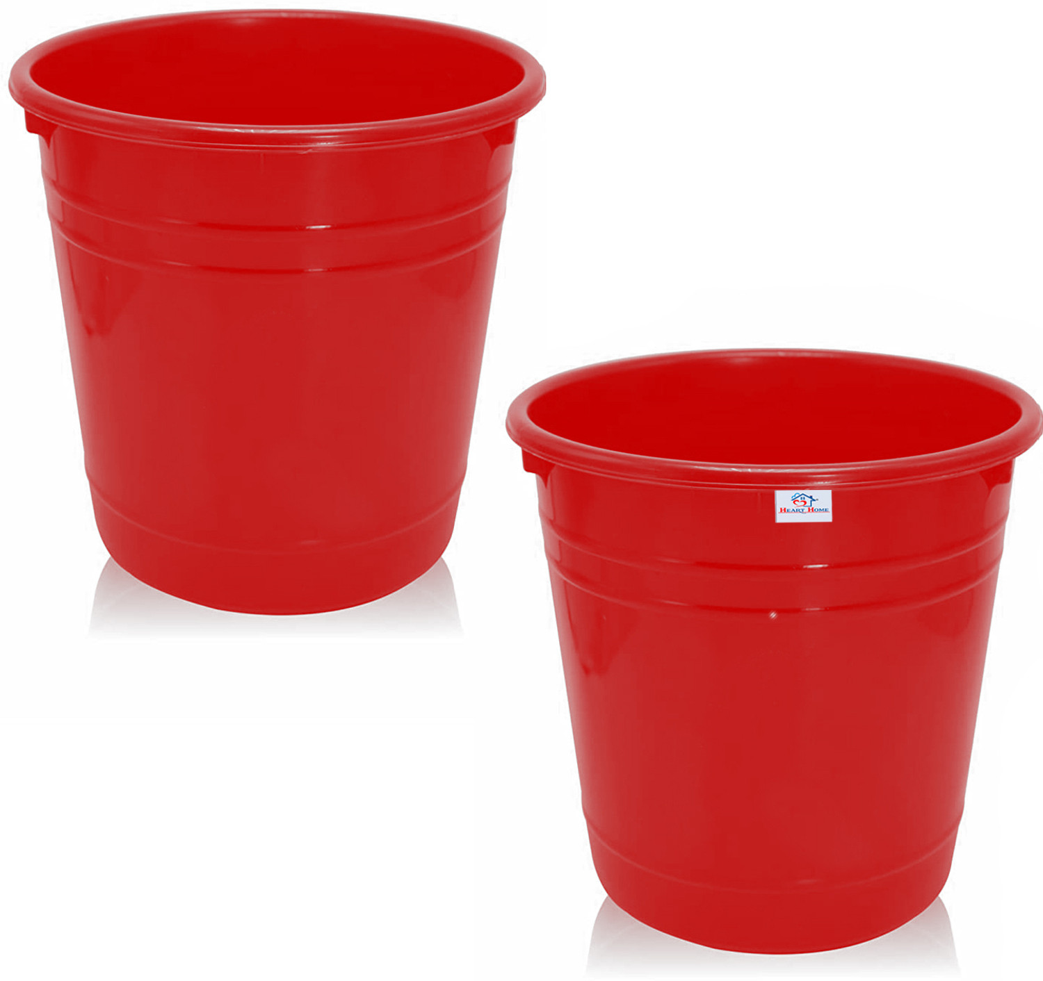 Image of Heart Home Open Dustbin, Trash Bin, Garbage Bin, Waste Bin, 5Ltr.- Pack of 2 (Red) Plastic Dustbin