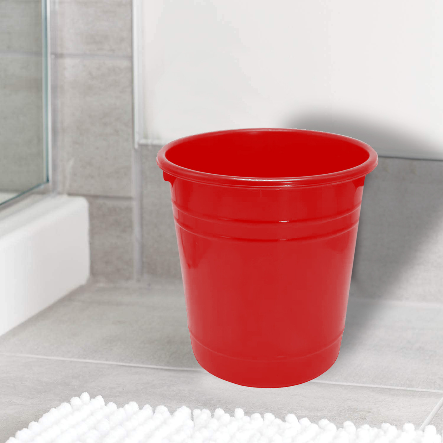 Image of Heart Home Portable Garbage Basket & Round Trash Can for Home,5 Ltr,Pack of 3 (Red) Plastic Dustbin