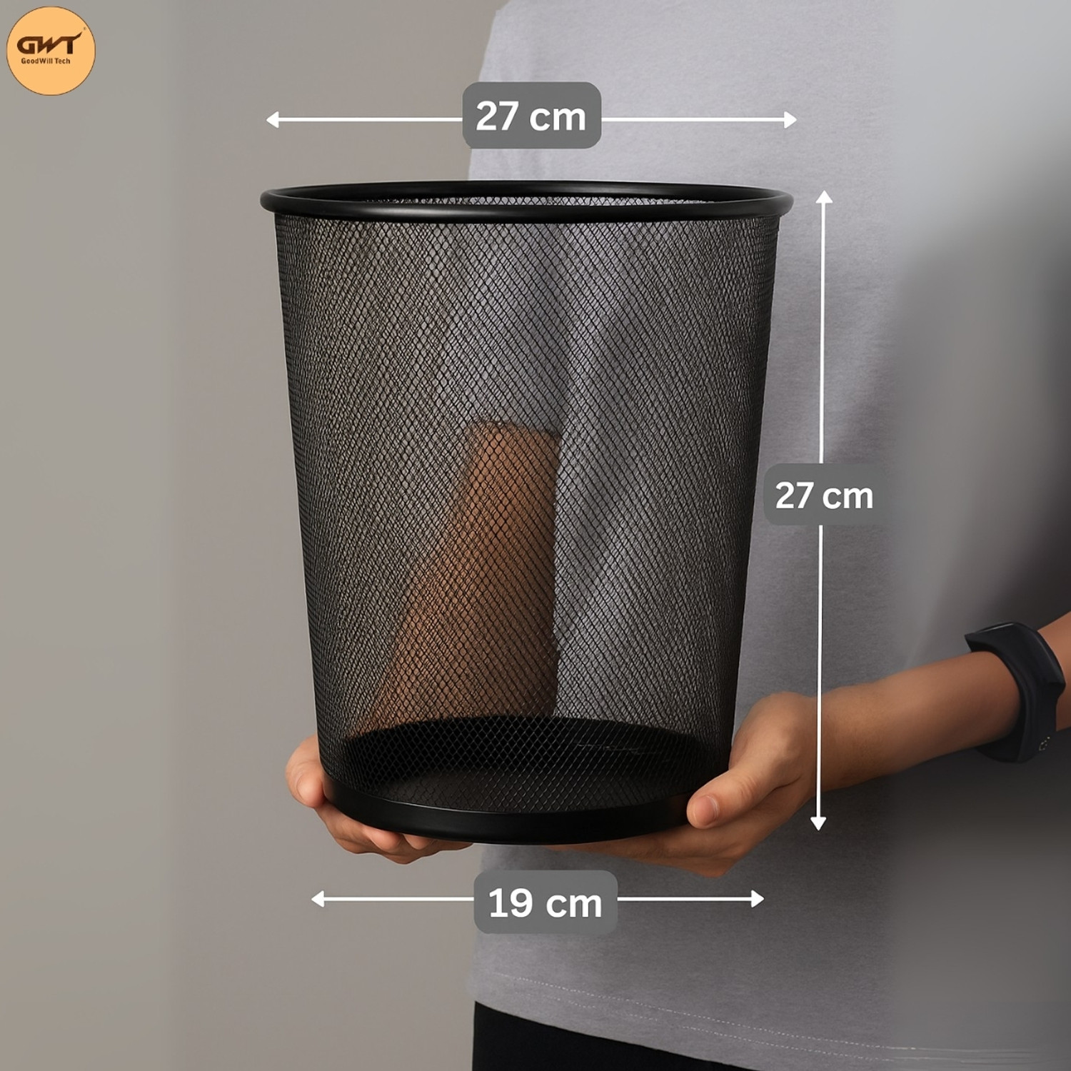 Image of Goodwill Tech Small Metal Mesh Dustbin for Home, School, Bedroom, Kitchen, Office 9 LTR Iron Dustbin