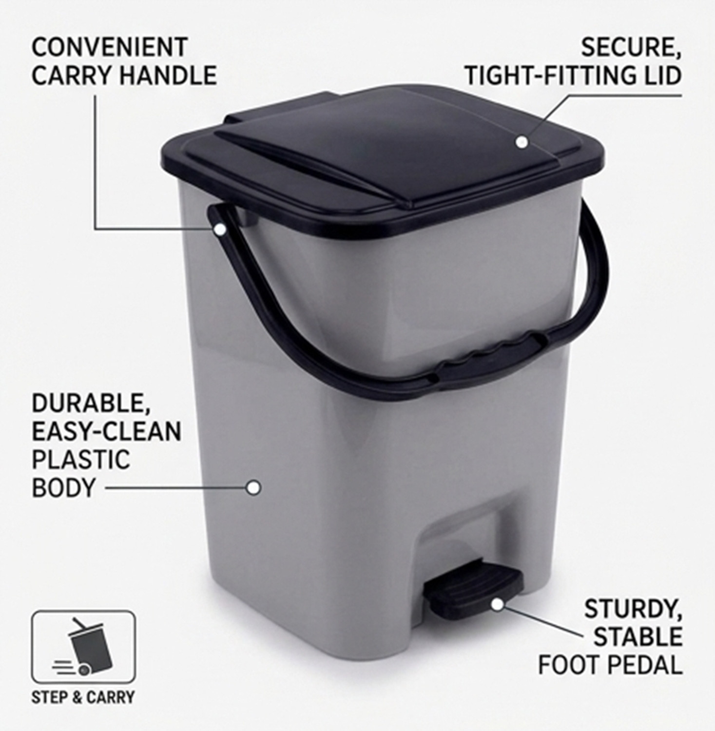 Image of Flipkart SmartBuy New Stylish Standard Plastic Garbage Pedal Bin (10 L) Plastic Dustbin