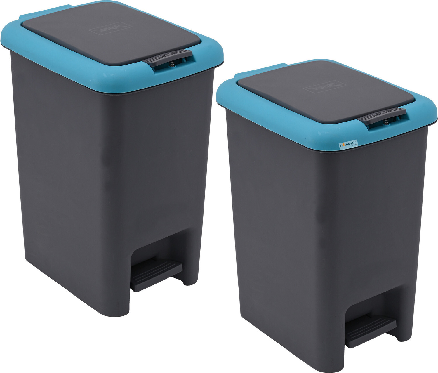 Image of HOMESTIC by Kuber Industries Pack of 2 Pedal Dustbin for Kitchen & Home with Pedal | 7 Ltr -Grey & Blue Plastic Dustbin