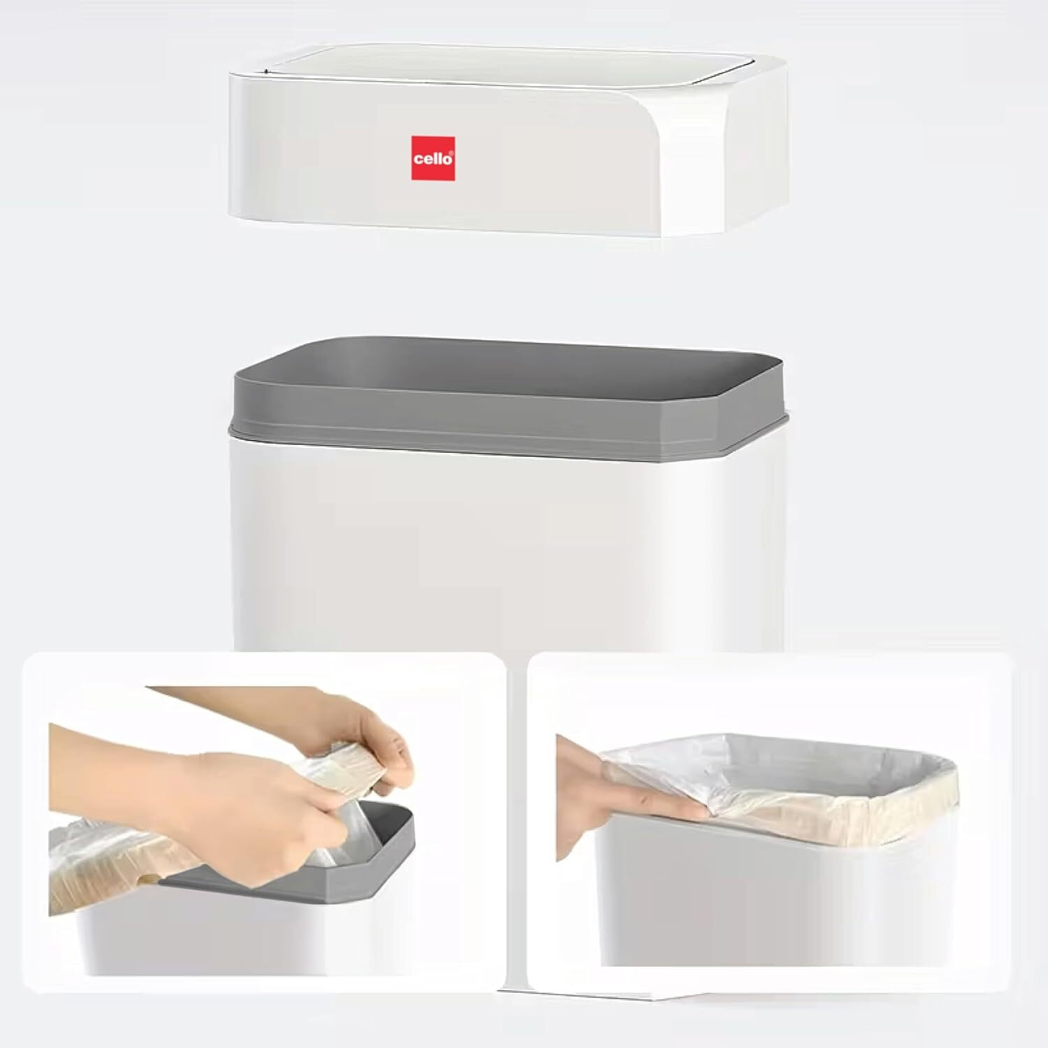 Image of cello 12 L Motion Sensor Smart Garbage Dustbin with Open-Top Lid For Bathroom & Office Plastic Dustbin