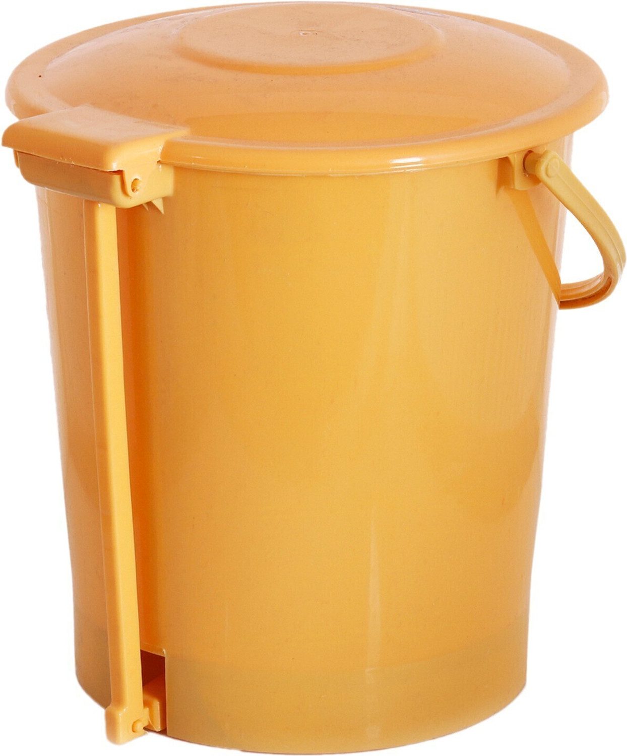 Image of KUBER INDUSTRIES Plastic Pedal Dustbin /Wastebin With Handle, 10 Liter- Pack of 2 (Yellow) Plastic Dustbin