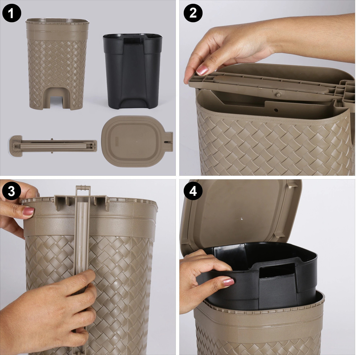 Image of KOLORR Stitch 15L Pedal Dustbin /Waste Bin with Lid and Inner Bucket for Home, Kitchen Plastic Dustbin