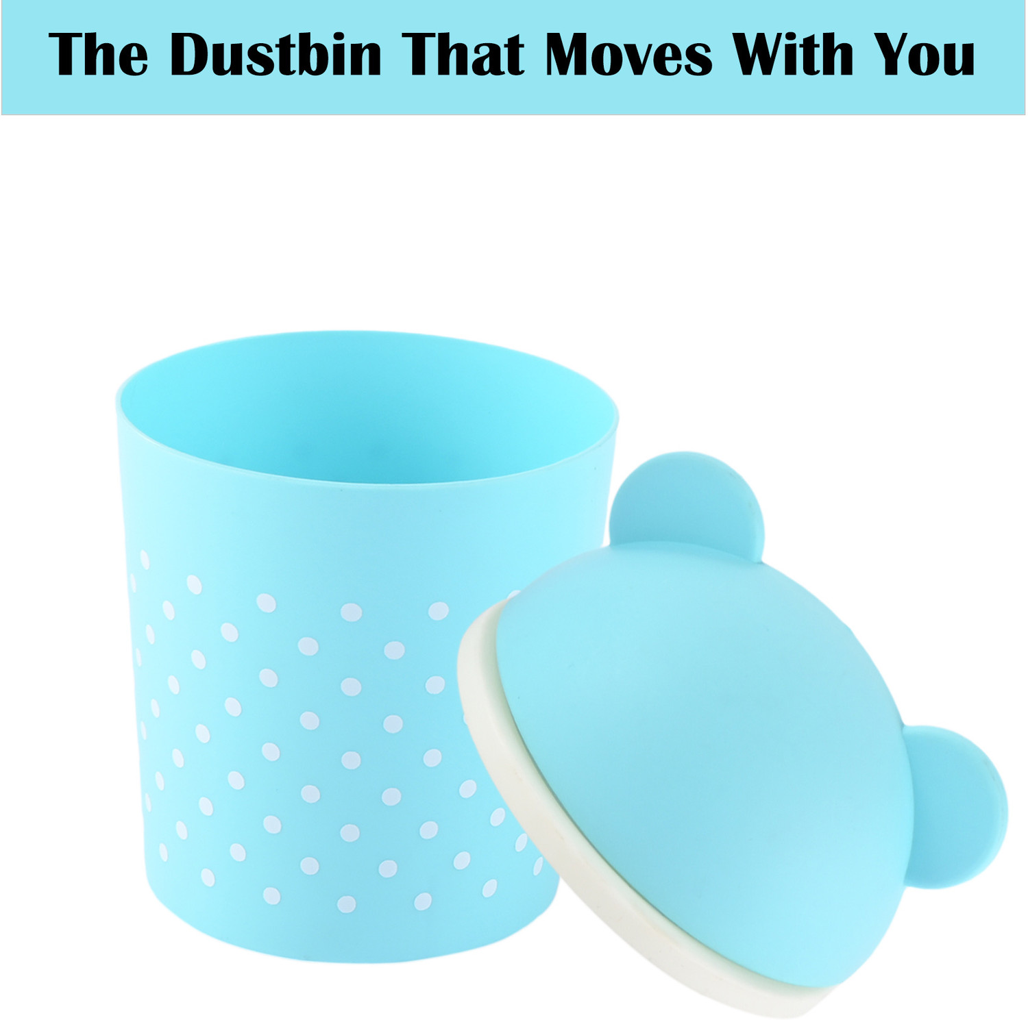 Image of Heart Home Pack of 3 Cute Small Table Dustbin for Home & Office with Lid | 1 Ltr | Sky Blue Plastic Dustbin
