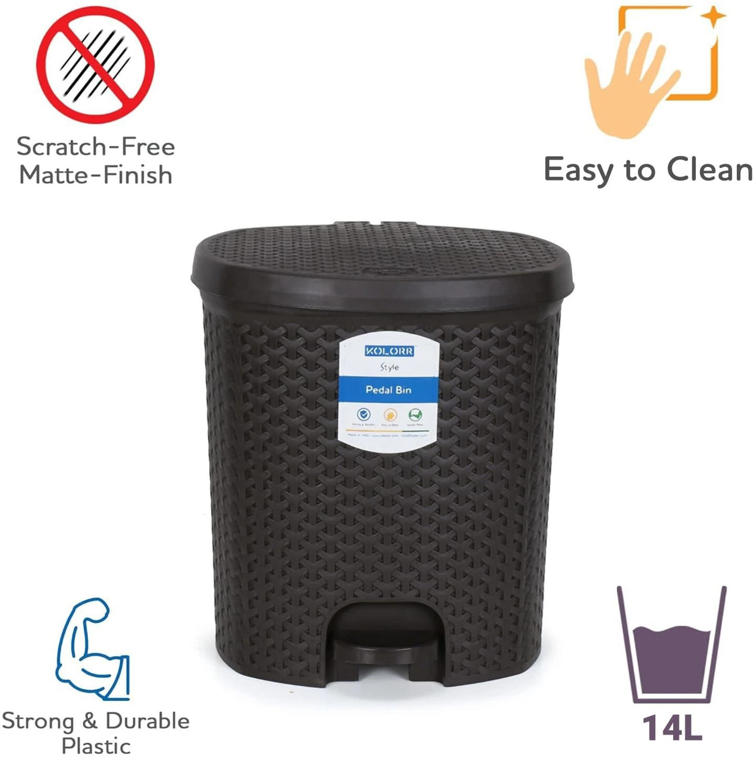 Image of KOLORR Magnum Pedal Dustbin Garbage Waste Bin with Lid for Home, Kitchen, Office Plastic Dustbin