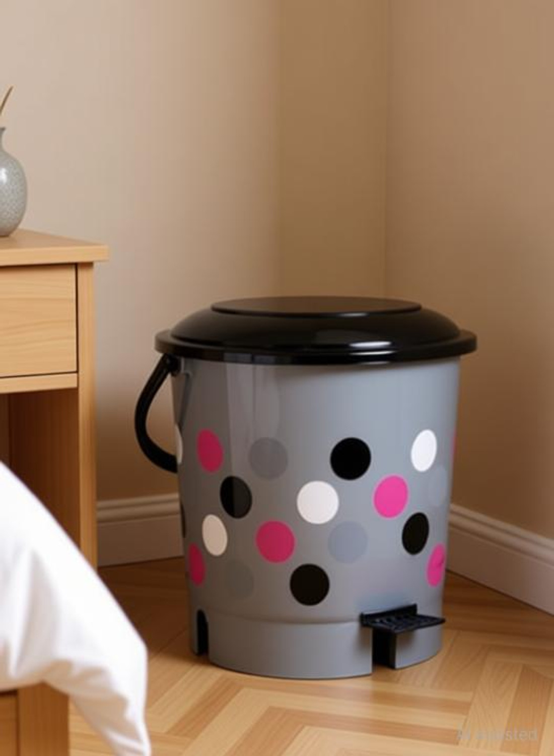 Image of N H Enterprise New Premium Plastic Pedal Dustbin For Home / Kitchen / Bedroom ( 12 L - Grey ) Plastic Dustbin (Grey)