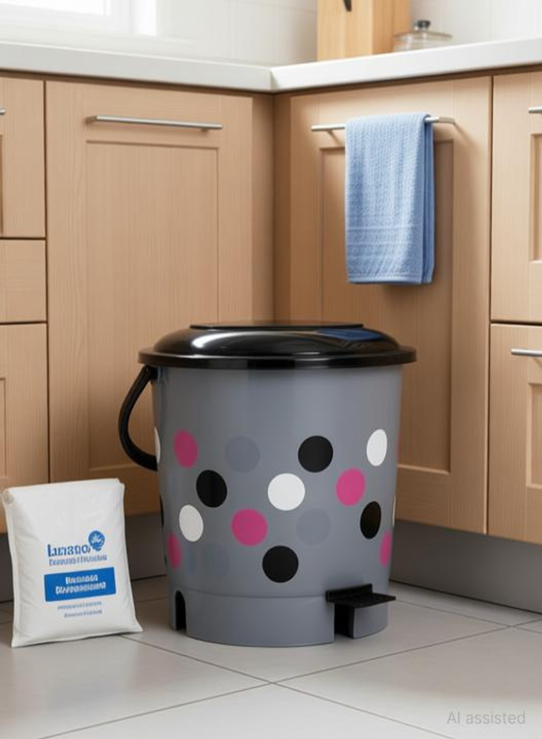 Image of N H Enterprise New Premium Plastic Pedal Dustbin For Home / Kitchen / Bedroom ( 12 L - Grey ) Plastic Dustbin (Grey)