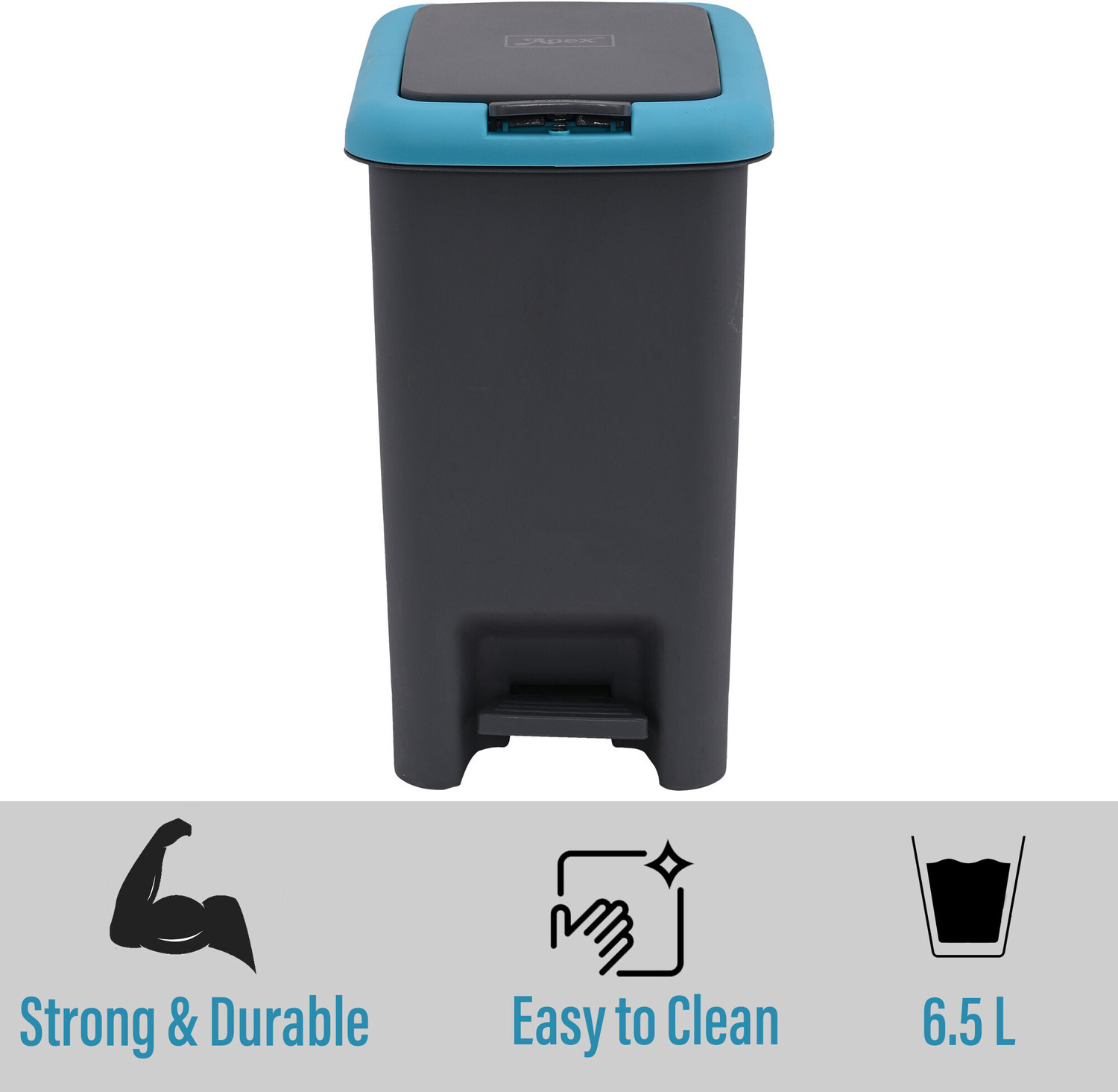 Image of HOMESTIC by Kuber Industries Pack of 4 Pedal Dustbin for Kitchen & Home with Pedal | 7 Ltr -Grey & Blue Plastic Dustbin