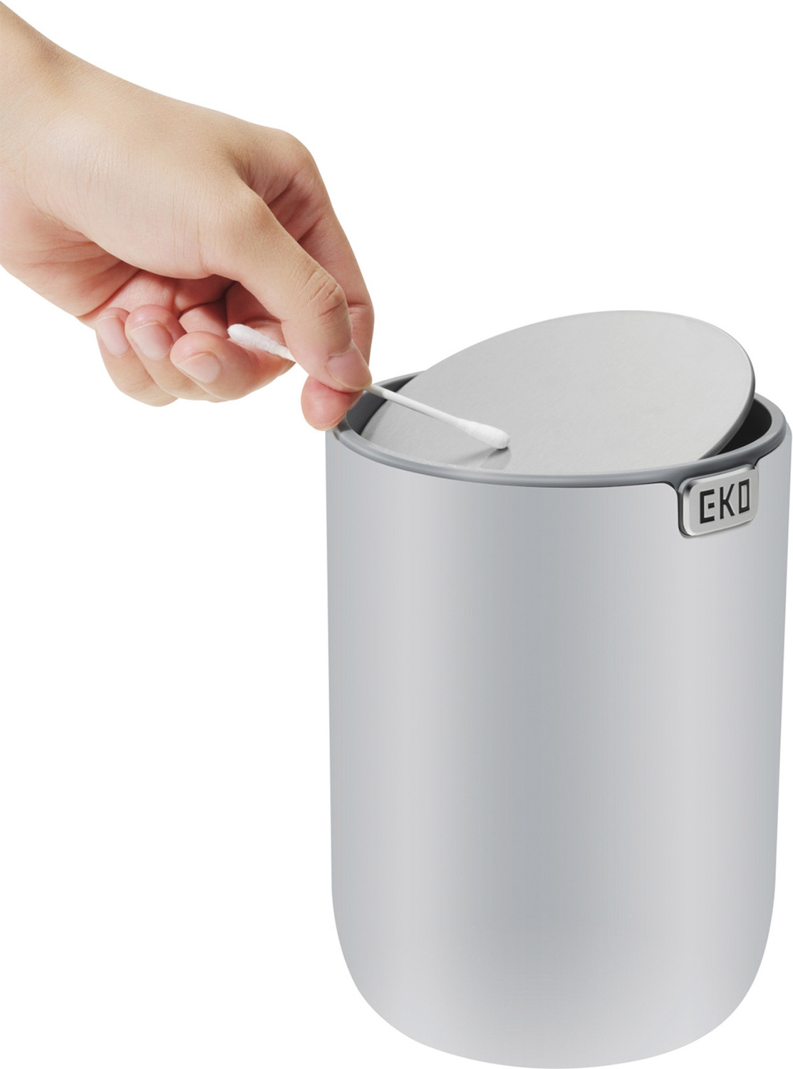 Image of Obsessions Obsessions Fingerprint Resistant Table Bin Grey Stainless Steel Dustbin