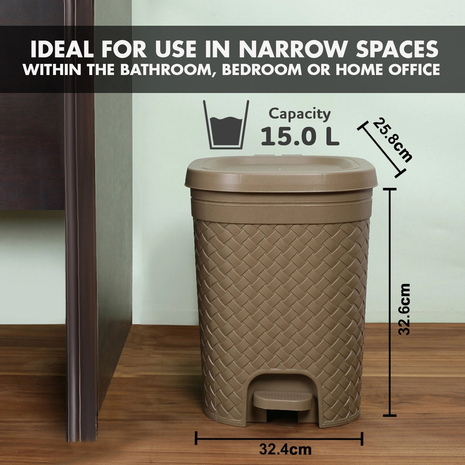 Image of KOLORR Stitch 15L Pedal Dustbin /Waste Bin with Lid and Inner Bucket for Home, Kitchen Plastic Dustbin