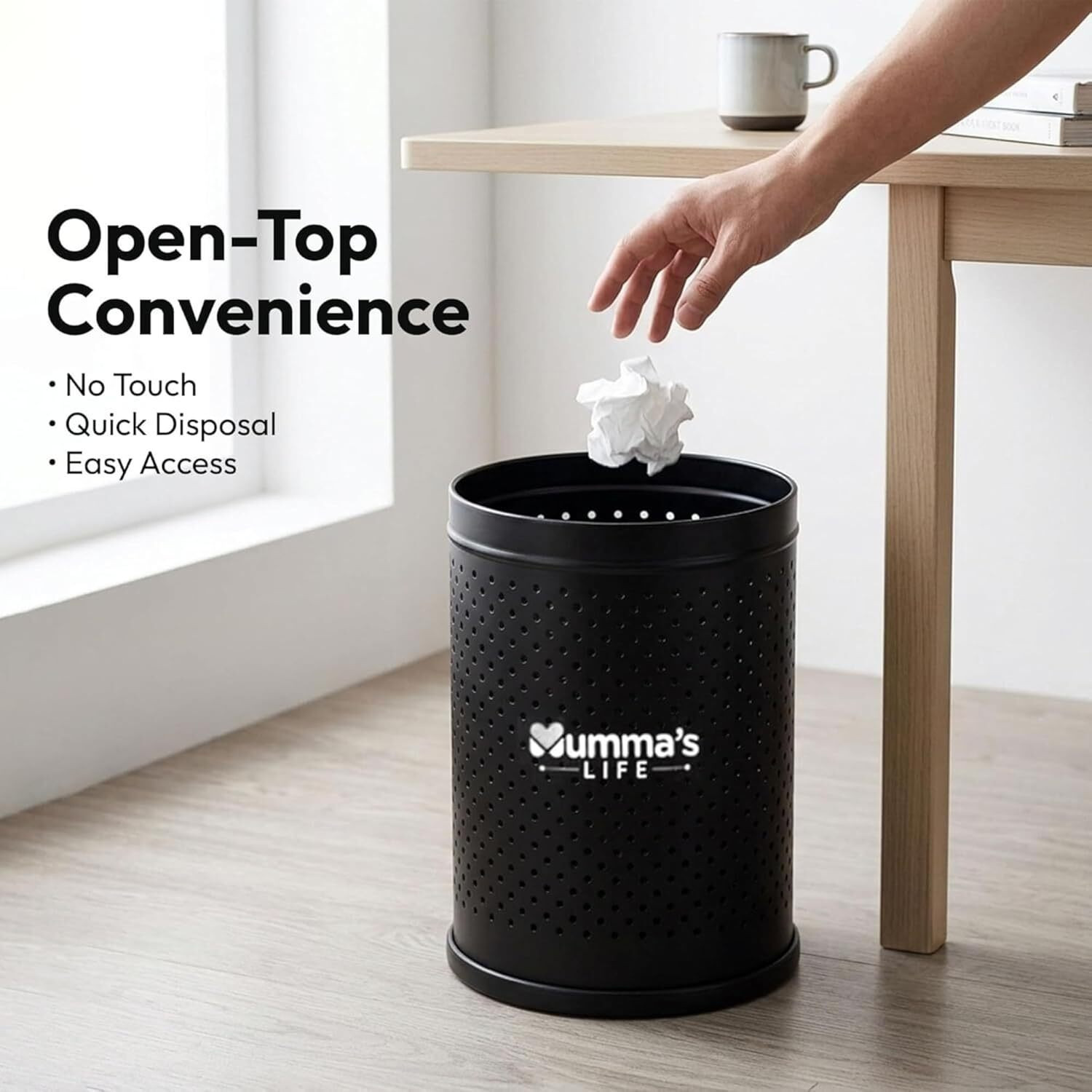 Image of Mumma's LIFE 10L Stainless Steel Dustbin Stainless Steel Dustbin (Black)