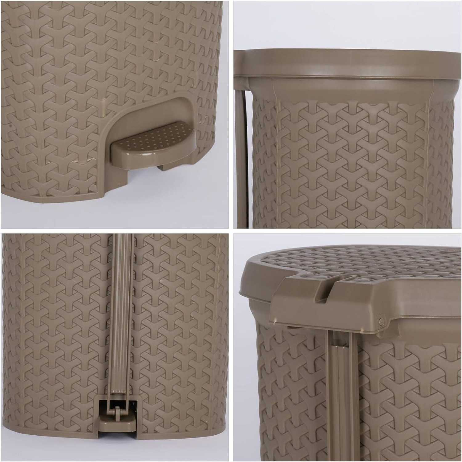Image of KOLORR 6 L Magnum Lightweight Pedal Pack of 1 Brown Wastebin with Inner, Home /Office Plastic Dustbin