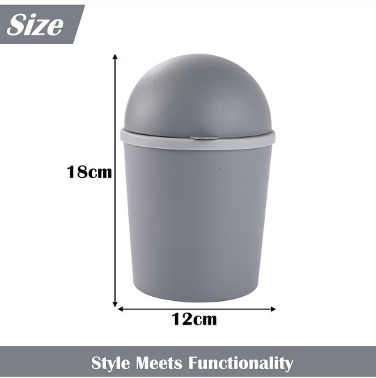 Image of KUBER INDUSTRIES Table Dustbin|Plastic Swinging Lid Storage Waste Bin(Gray) Plastic Dustbin