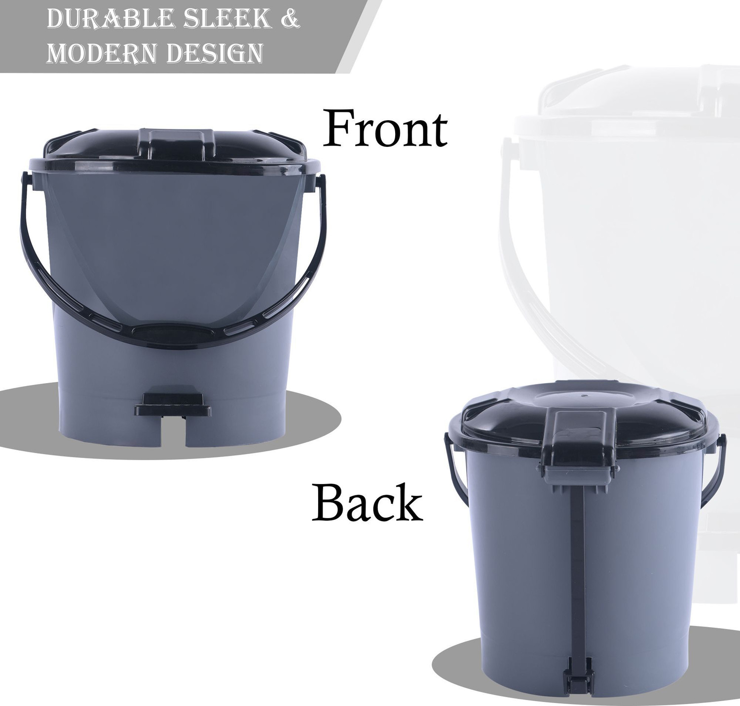Image of KUBER INDUSTRIES Multiuses Plastic Pedal Dustbin, Trash Can With Handle, 7 Litre (Grey) Plastic Dustbin (Grey)