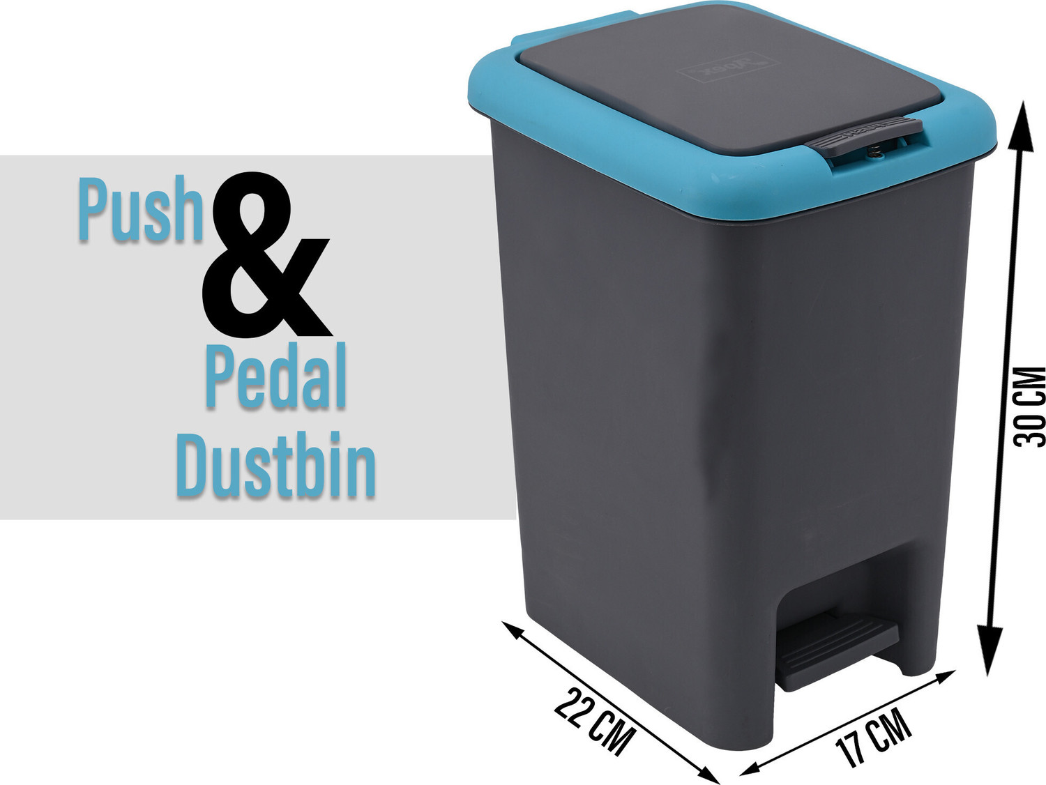 Image of HOMESTIC by Kuber Industries Pack of 4 Pedal Dustbin for Kitchen & Home with Pedal | 7 Ltr -Grey & Blue Plastic Dustbin
