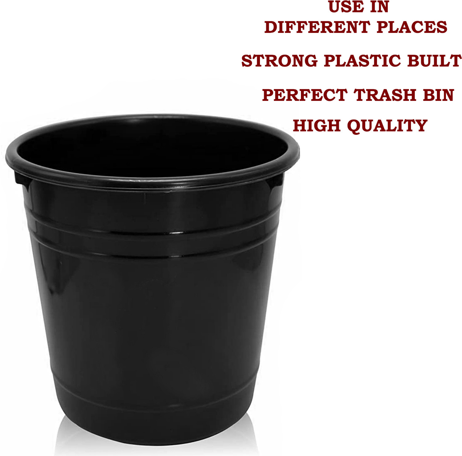 Image of KUBER INDUSTRIES Plastic Dustbin|Portable Garbage Basket & Round Trash Can,5 Ltr.(Black) Plastic Dustbin