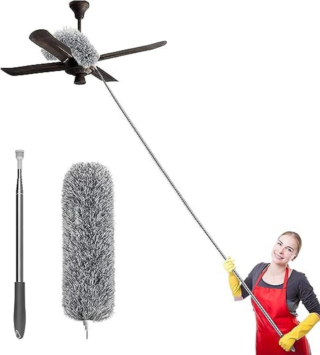 Image of NUCLETRIC Cleaning Brush Feather Microfiber with Extendable Rod Dust Cleaner Wet and Dry Duster