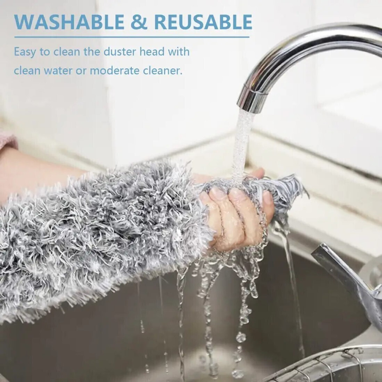 Image of NUCLETRIC Cleaning Brush Feather Microfiber with Extendable Rod Dust Cleaner Wet and Dry Duster