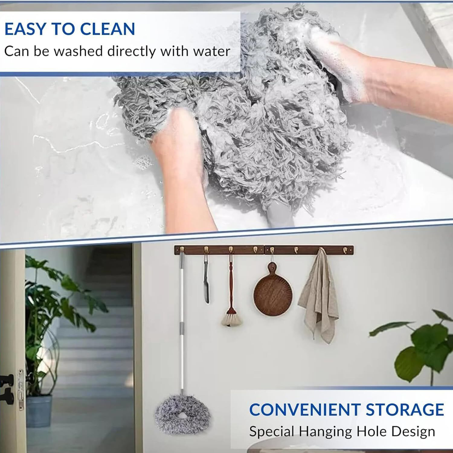 Image of MAAUVTOR Microfiber Ceiling Fan Cleaning Mop with Long Rod Flexible Home Kitchen Cleaner Wet and Dry Duster