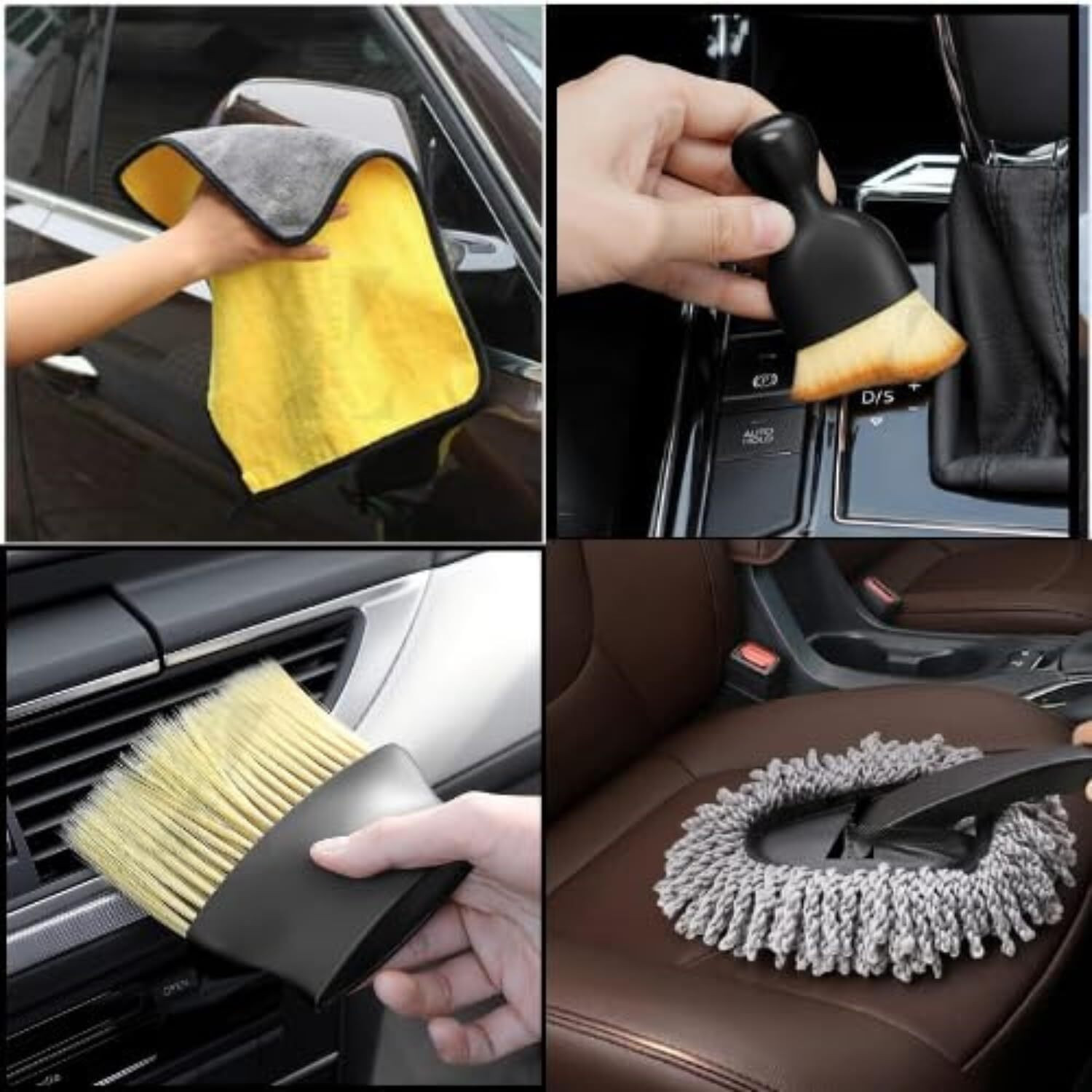 Image of Bluejack 05 Pcs SetComplete Car Cleaning Kit Duster, Brushes, Cloth & AC Brush Wet and Dry Duster